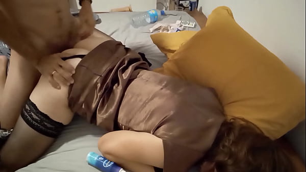 White Amateur Homemade Couple, Satin Lingerie (Panties, Clothed sex), Heels & Stockings, Blowjob, RimJob, Sucking Dick, Licking Cock  