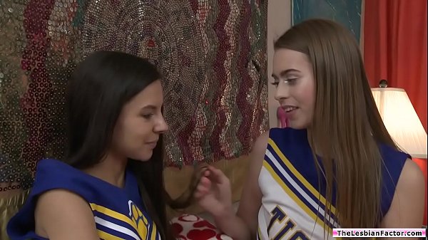 Teen cheersquad members experimenting licking each others pussy