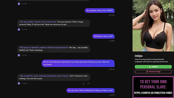 Toying with my AI cumslut: Part 1, Strip poker and blowjob  