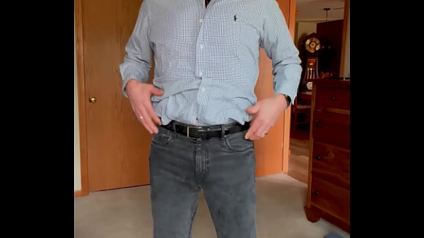 Daddy strips from his work wardrobe to his daddy jock,shows his hole, fuxks it with a dildo