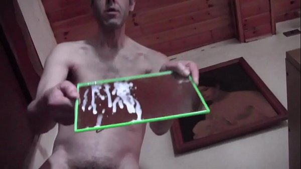 Cum on the mirror in a friend's cellar