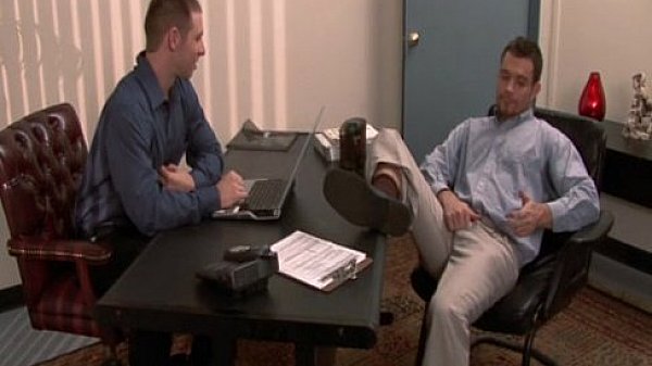 Gays Spencer and Trent fucking in the office only on Suite703 