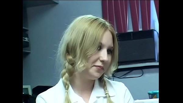 Pigtailed blonde in uniform does anal with her hung, black stud