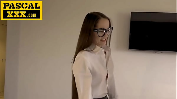 Glasses On, Heels High, This Skinny Minx Rides a Huge Dick Until She's Stretched