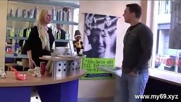 AMAZING german blonde girl fucked in barbershop - Great Body