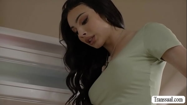 Big tits MILF Syren De Mer saw TS brunette Ariel Demure shecock very hard and she then slowly crawls and throat it