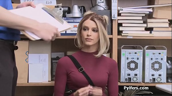 Fit blonde bends over for security guards cock