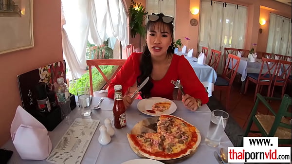 Dude feeding a big boobed asian sluts hungry pussy