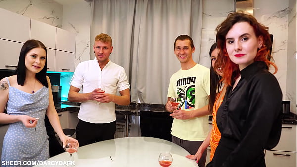 Student orgy in 3 couples under the chiming clock