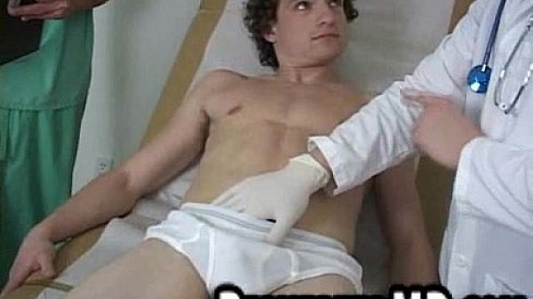 A sexy pait of hunk doctors make this sexy stud patient cum