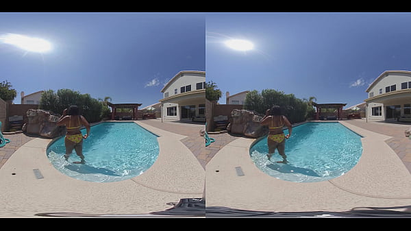 Sexy ebony teen in pool bares all in pool VR180 5k- MyEroticVR
