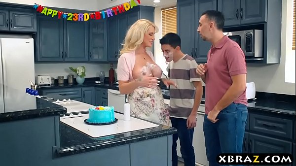 Stepmom takes multiple cocks at the same time on his Bday