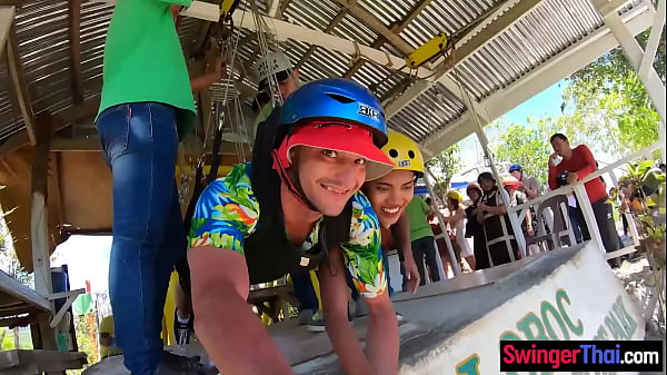 Big butt Asian GF fucked from behind after a day out in an adventure park