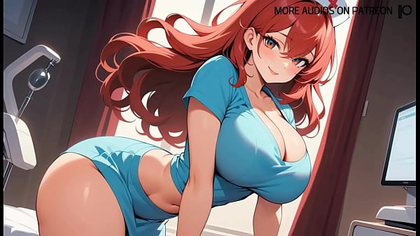 Sexy Large Breasted Redheaded Anime Nurse Makes Naughty Sounds  