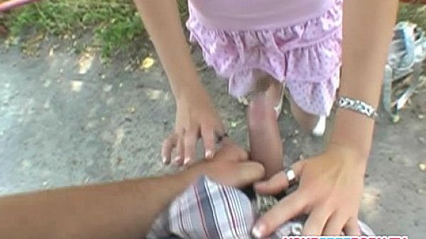 Adorable babe fucked in public for money