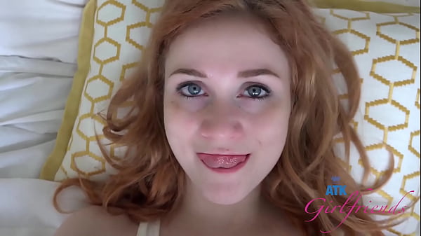 Skinny ginger gets pussy licked and mounts cock and creams all over it (Amateur POV) small tits and braces!  