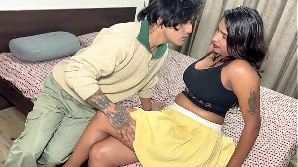 The girl took her boyfriend to the hotel.