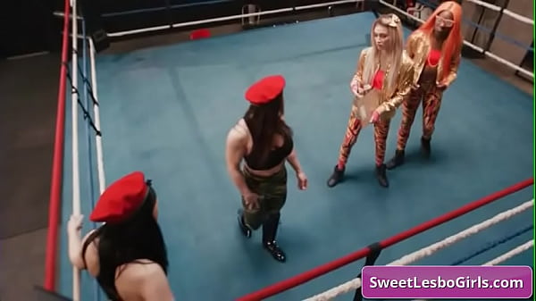 See these naughty lesbo girls eating pussy in the ring in group  