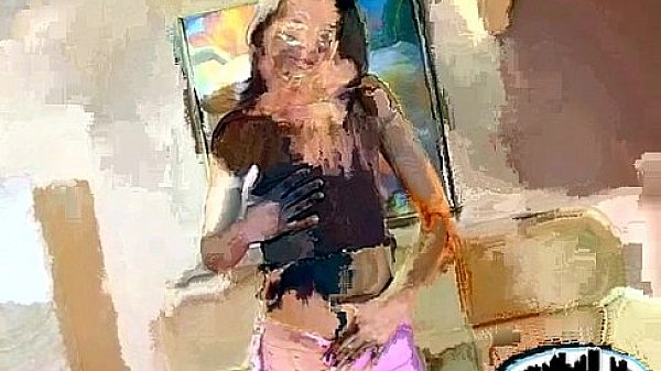 sexy brunette teen girl fucking in a threesome with two big cocks  