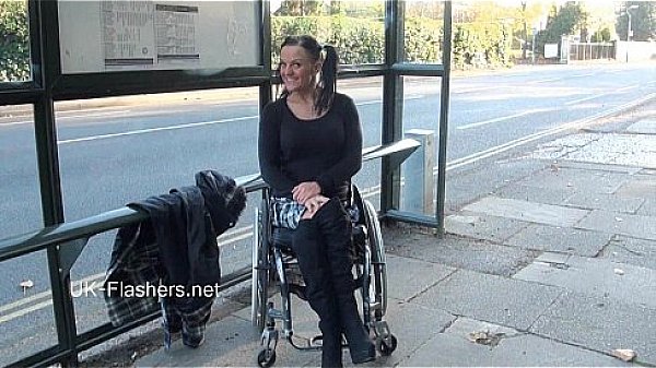 Paraprincess outdoor exhibitionism and flashing wheelchair bound babe showing