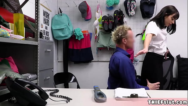 Brunette petite thief destroyed by a cop 