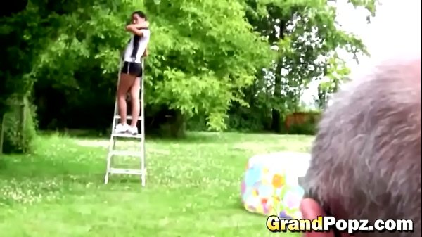 No way!? Old dirty pervert fucks an amazing brunette teen and she likes it...