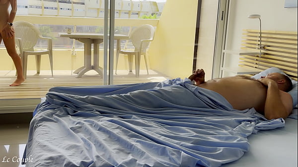 Naked wife was already watching nudists on street when husband woke in the morning