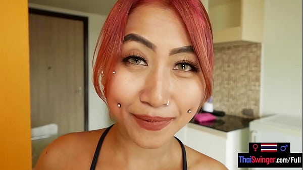 Cute amateur Thai teen with piercings sucks and rides a cock before doggystyle 