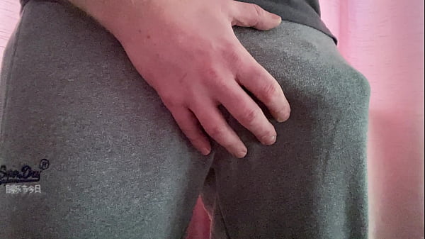 Pulling out my big cock from my grey sweat pants