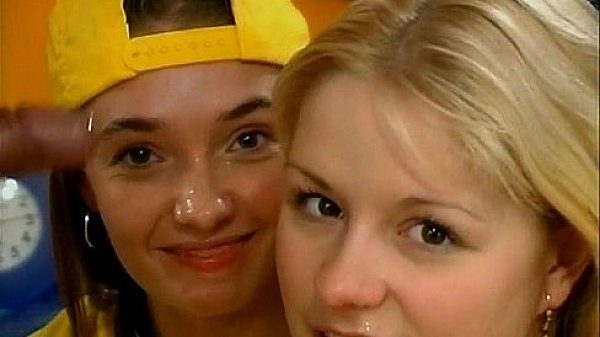 Threesome with lucky guy and two cute teens