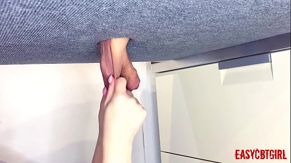 Slut pulls dick and balls in different directions on the milking board  