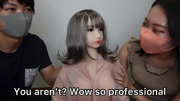 Japanese Couple's First Threesome!! Teasing Handjobs, Swinging Hips in Missonary Position and Cum w/ Sex Doll