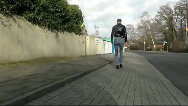 wetting in public in pvc shirt