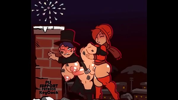 A big dicked futanari fucks a babe on the roof to celebrate new years, created by Keycock