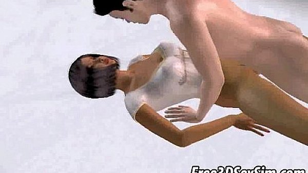 Hot 3D brunette honey sucks cock and gets fucked