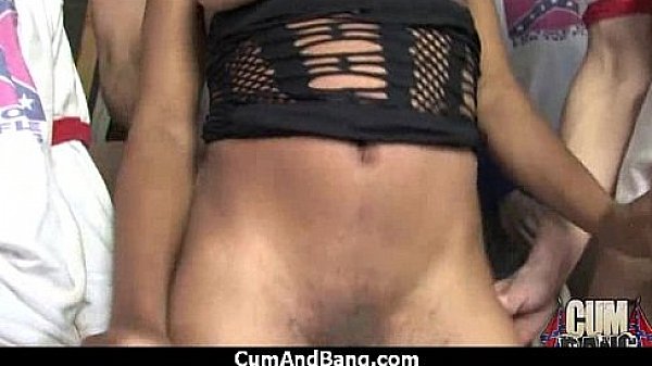 Black Chick Blows Group of White Cocks 22