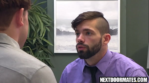 Gay clerks having bareback anal gay sex at work  