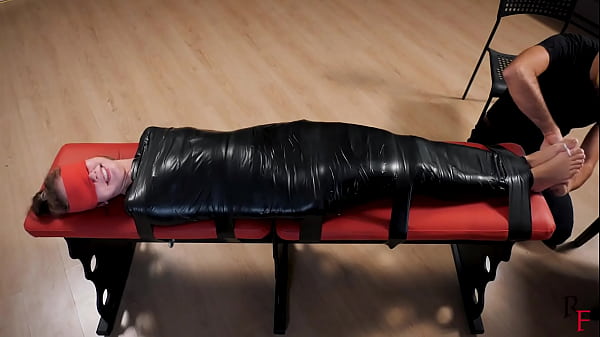A difficult challenge for Leya - Tight PVC mummification and intensive foot tickling