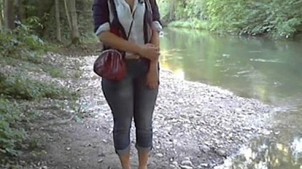 Big boob girl masturbates in a churchn, toying her ass