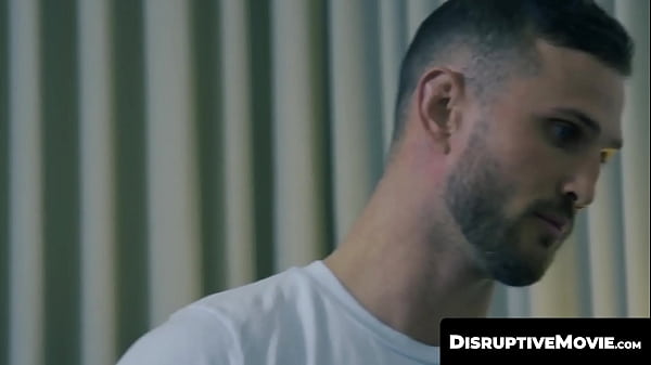 Tattooed hunk Chris Damned jerks off while his handsome buddy is being barebacked by athletic black homosexual!  