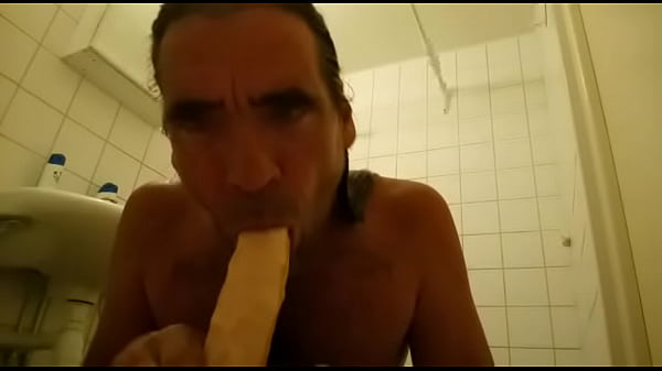 Sucking a big fake dick. Swedish