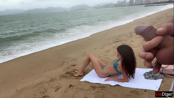Babe Can I Cum On Your Tits? - Public Cock Flashing On The Beach