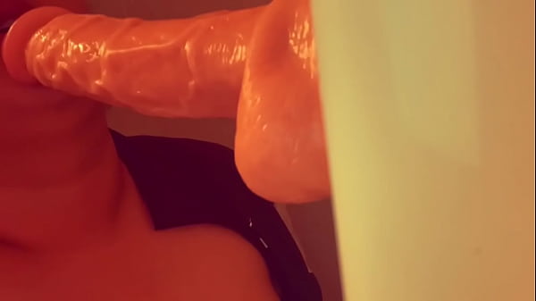 BBW slut blows and titty fucks 12 inch dildo while bf s. In other room