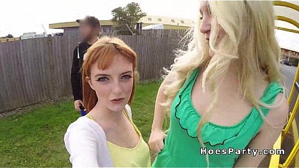 Threesome fuck party in public bus