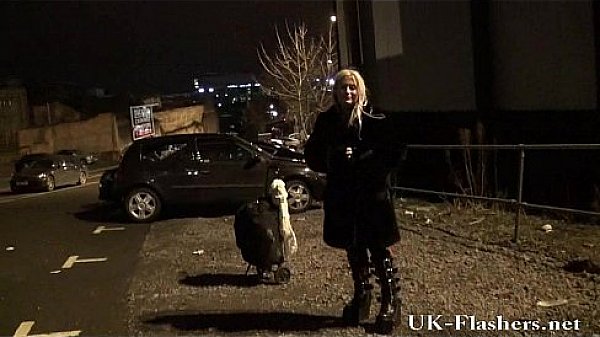 Late night flashing and naughty blonde amateur babes exhibitionism downtown with