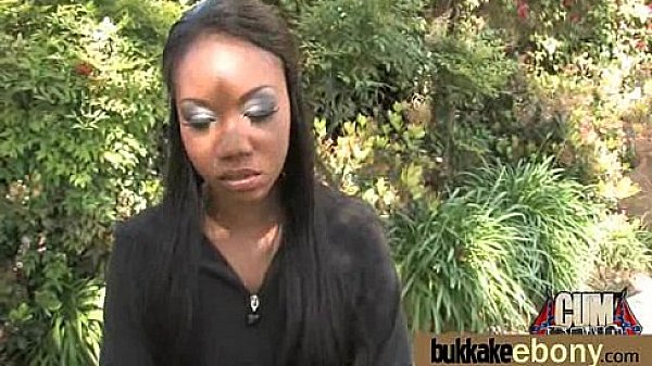 First time ebony with a group of white dicks 16