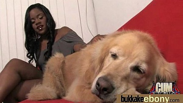 Ebony in a huge bukkake 19