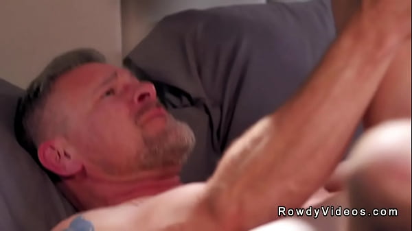 Old muscle gay Scott Hardy has twink Asher Day whom he met on online hookup site and rims his pale ass hole then anal fucks in cowboy position