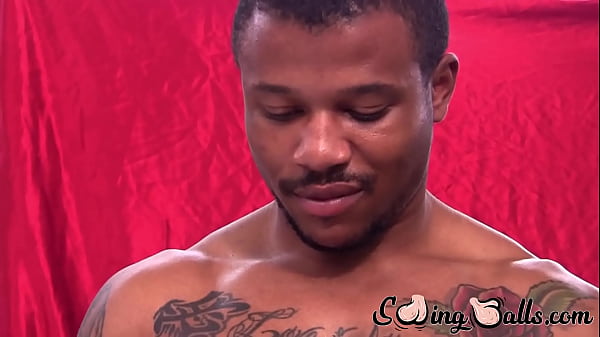 Ebony stud presents his nut sack and BBC