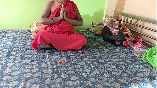 Indian Tantrik Mata feeling horny and asked her step son or student to fuck her hardcore and she moaning in sexual satisfaction and tantrik mata pussy become wet with white fluid